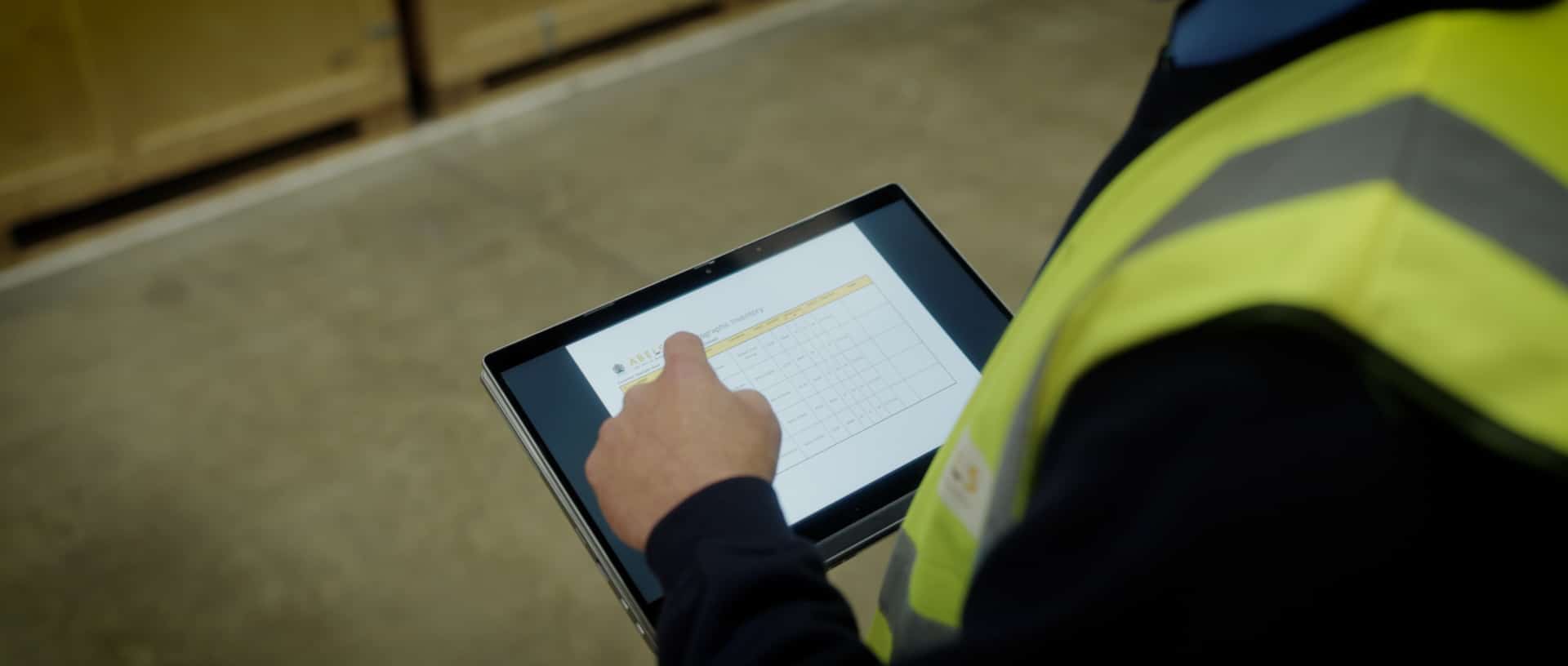 Logging inventory on tablet for storage